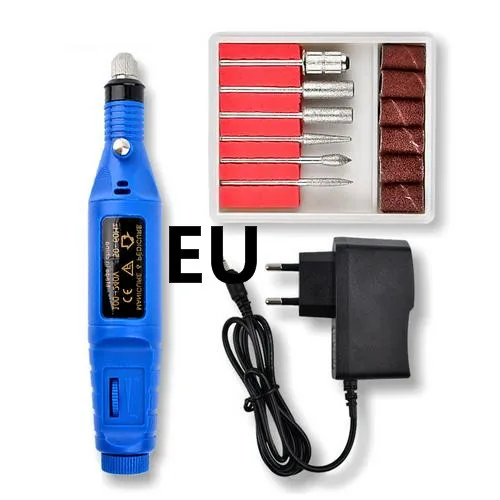 Blue-EU Plug Профессиональный электрический сверлильный станок для ногтей, маникюрный аппарат для дизайна ногтей, ручка для педикюра, пилочка для ногтей, набор инструментов для дизайна ногтей, Прямая поставка - Цвет: Blue-EU Plug