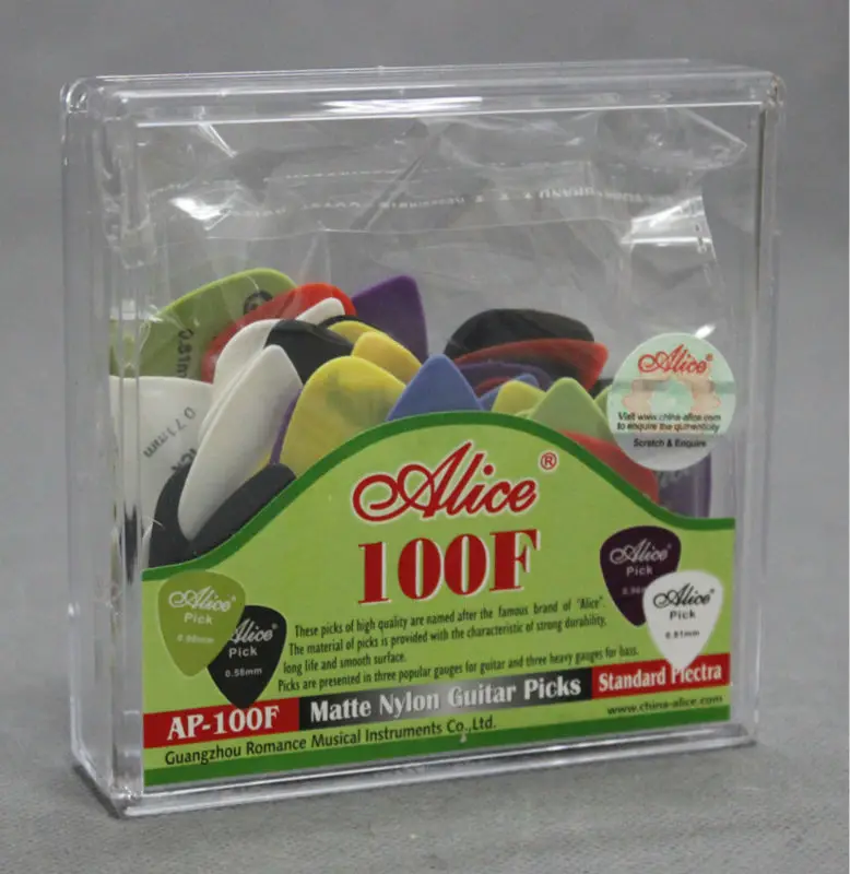 100 шт Алиса AP-100F квадратная коробка матовая нейлоновая гитара Plectra 0 58/0 71/0 81 мм