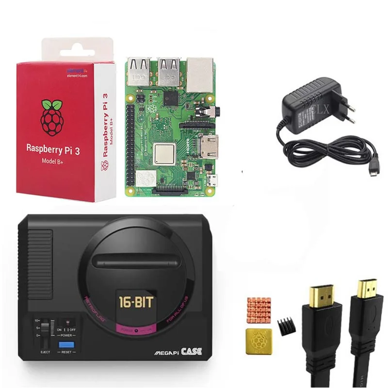 Чехол Retroflag MEGAPi + Raspberry pi 3B +(Plus)++ теплоотвод 5 В 3 А питание для Pi B Plus (3B +) / |