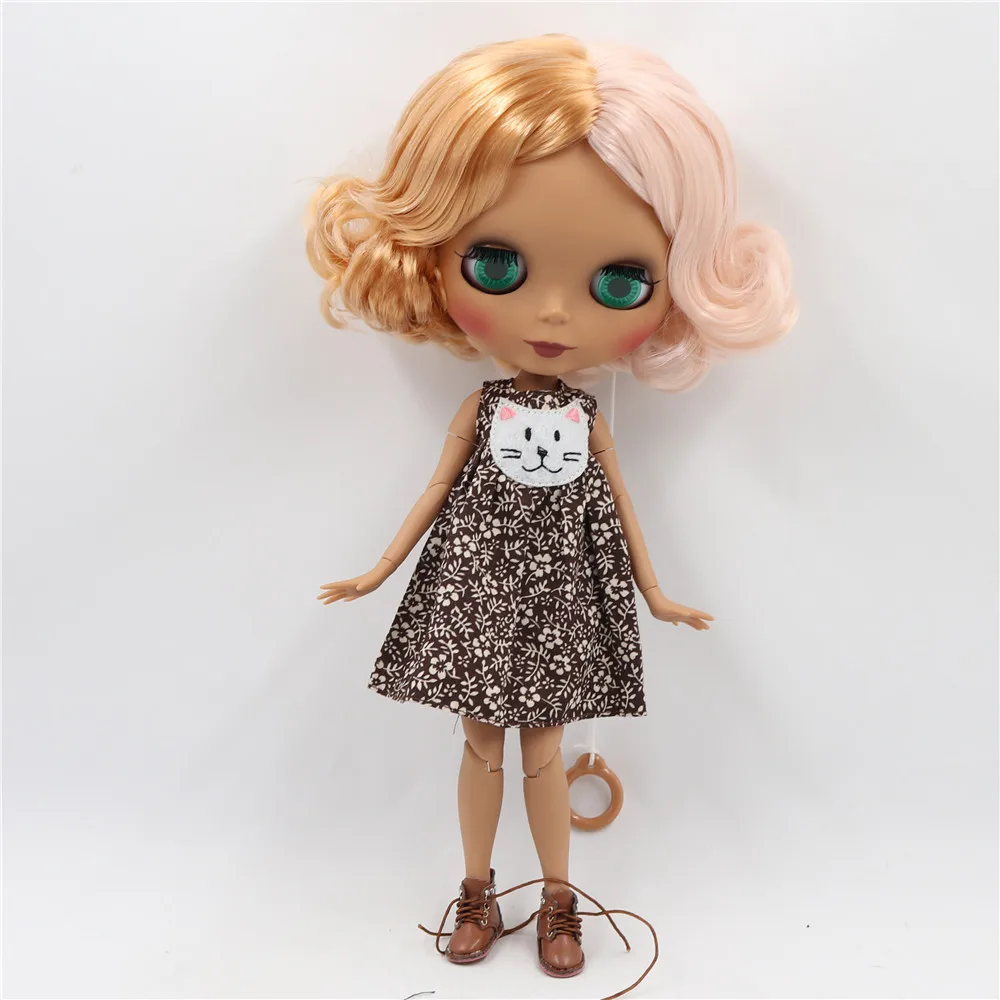 Ледяной DBS Blyth кукольные 1/6 Bjd из черной кожи Матовые шарнирное тело розовый