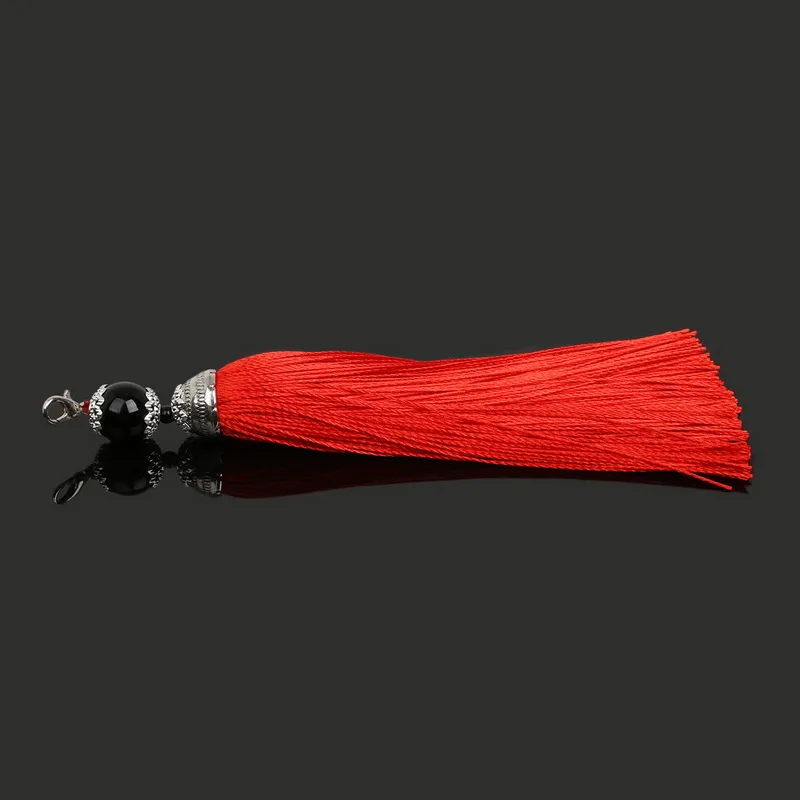 Red 1 шт./длинные кисточки/Серебряный Лобстер/Шелковый Шарик Кисточкой/14 см/DIY/декоративные подвески/брелоки и сумки, одежда и ремесла украшения - Цвет: Red