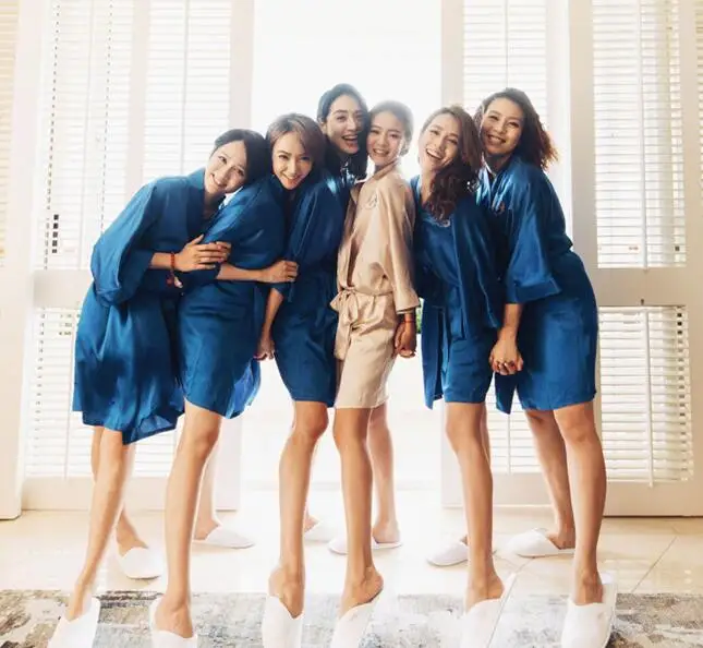 Невесты утро халаты Свадебные вечерние подарки халат для Для женщин ZB036|Платья