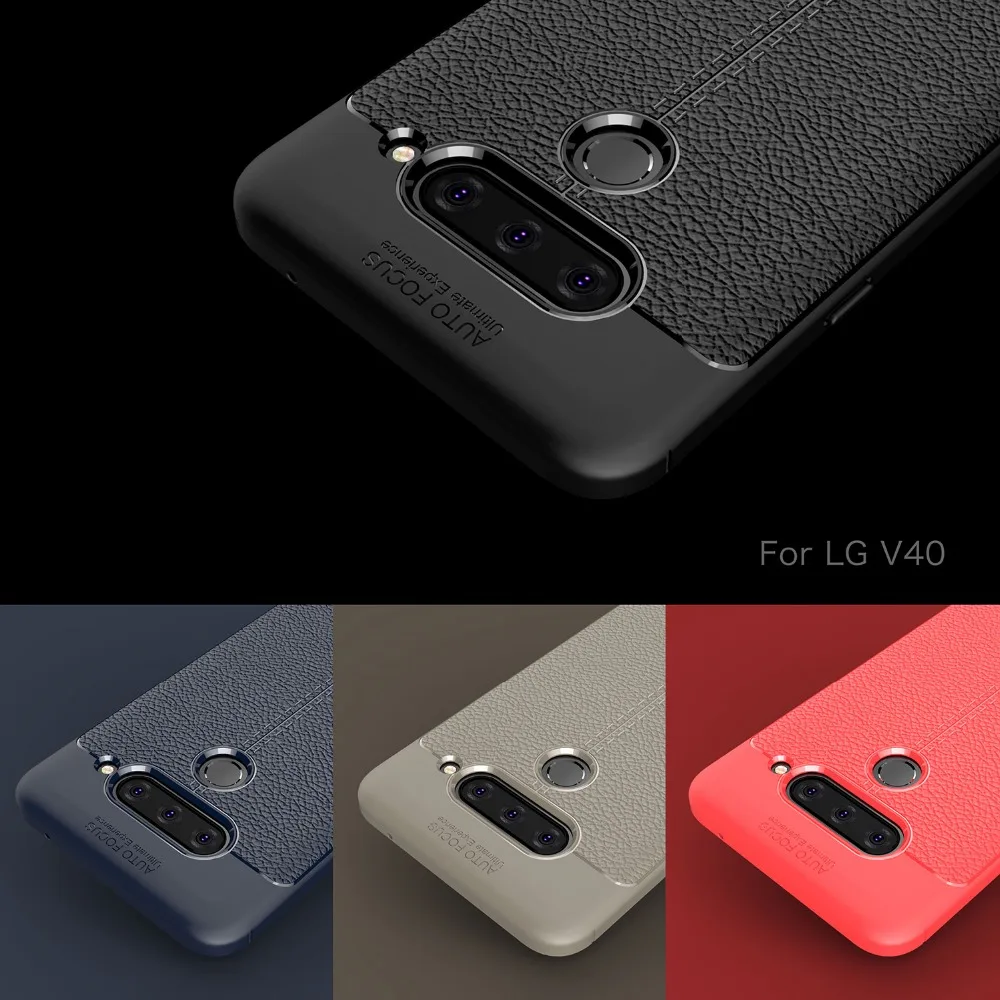Для LG V40 чехол для thinq роскошный мягкий силиконовый ударопрочный кожаный ТПУ