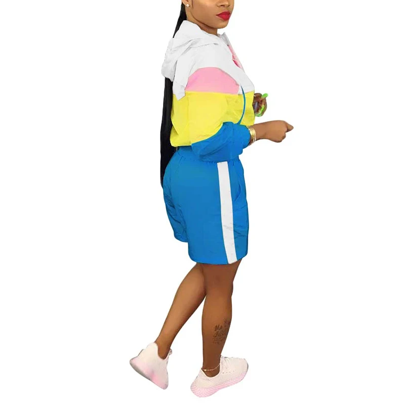 Новое поступление 2019 уличный модный цветной блок-комбинезон на молнии спереди с