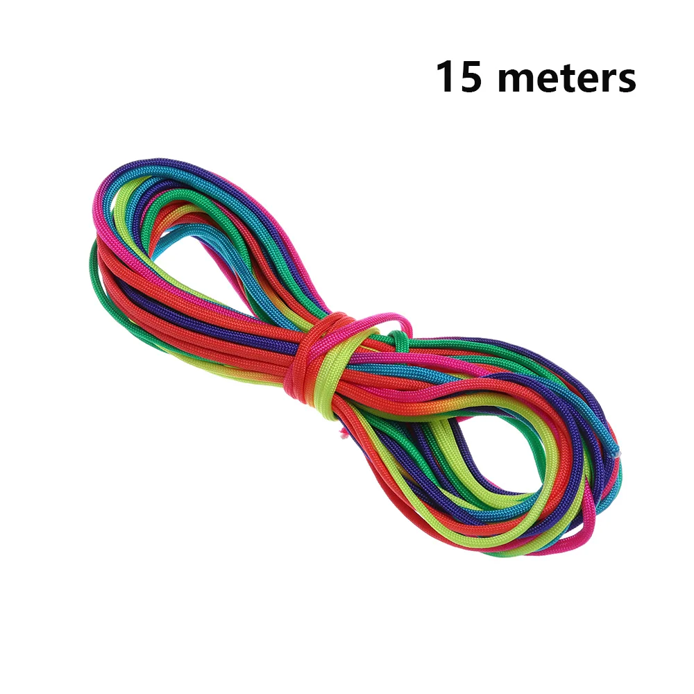 15 meters 5/10/15 м красочный Радужный шнур Паракорд завязкой для Cuerda 7 нитей 550lb Paracord, походов, альпинизма, канат аварийный веревка для палатки - Цвет: 15 meters