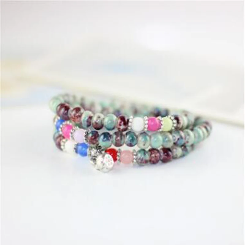 Ручной работы DIY ретро керамический браслет из бисера этнический три круга