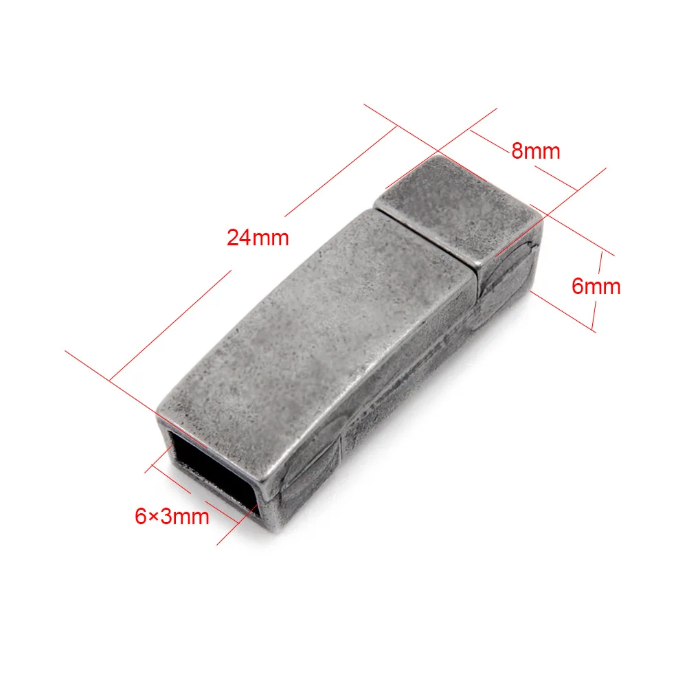Hole 6x3mm Нержавеющая сталь Магнитная застежка отверстие 6*3 мм 8*3 мм 10*3 мм Винтаж кожаный шнур магнит застежками Браслет DIY расходных материалов для изготовления ювелирных изделий - Цвет: Hole 6x3mm