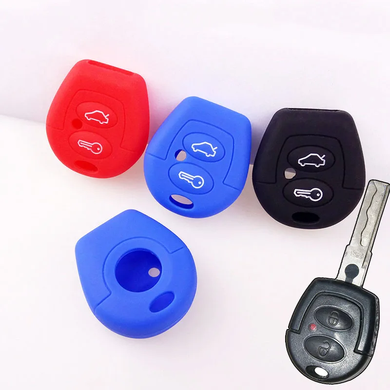 Силиконовый чехол для ключа с 2 кнопками Vw Polo Golf Passat Bora Sharan Skoda Octavia Fabia Seat Corboda Leon