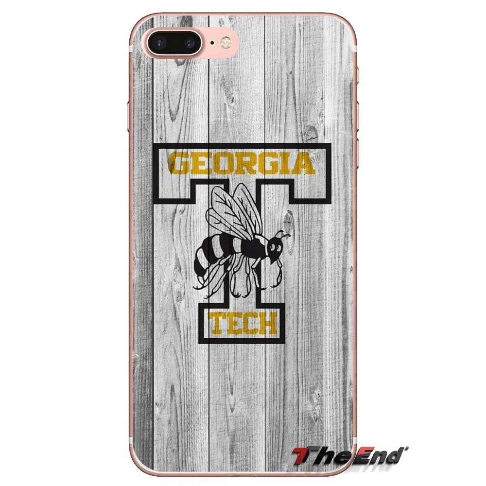 For iPod Touch Apple iPhone 4 4S 5 5S SE 5C 6 6S 7 8 X XR XS Plus MAX Transparent TPU Skin Case Georgia Tech Yellow Jackets Logo |
