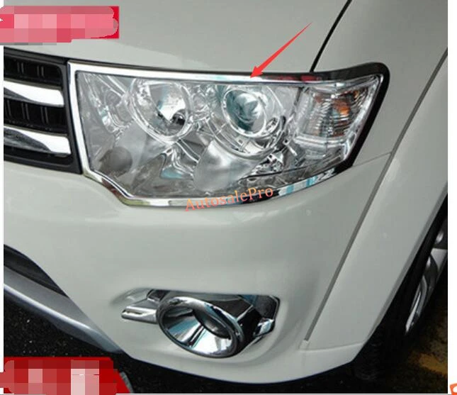 Хромированная накладка на переднюю фару для Mitsubishi Montero / Pajero Sport 2009 2015|lamp frame|trim