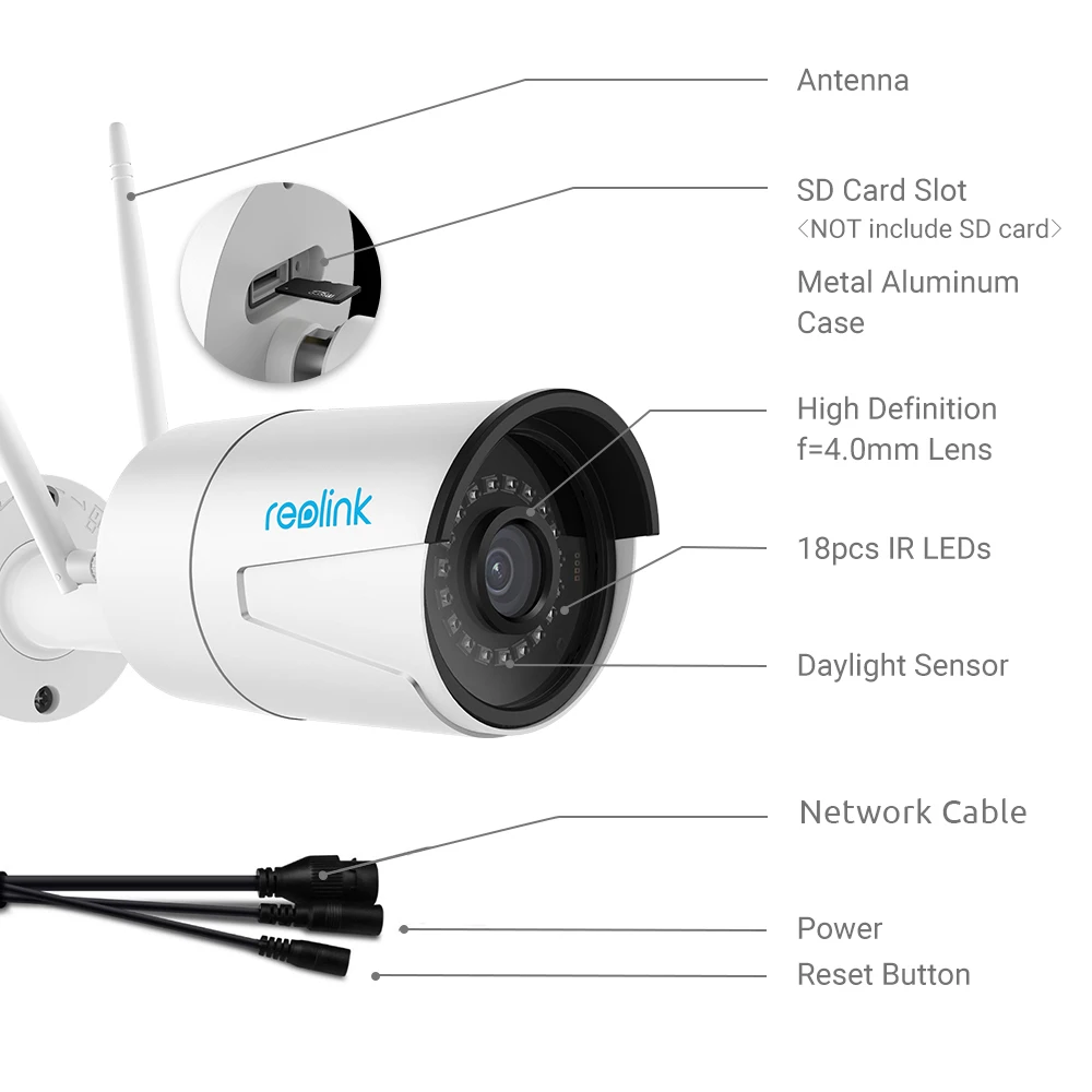 Reolink, RLC-410W-4MP, двойная, WiFi, 2,4G/5G, уличная камера наблюдения, 2560x1440, HD IP Cam, беспроводная, непогодная, камера безопасности