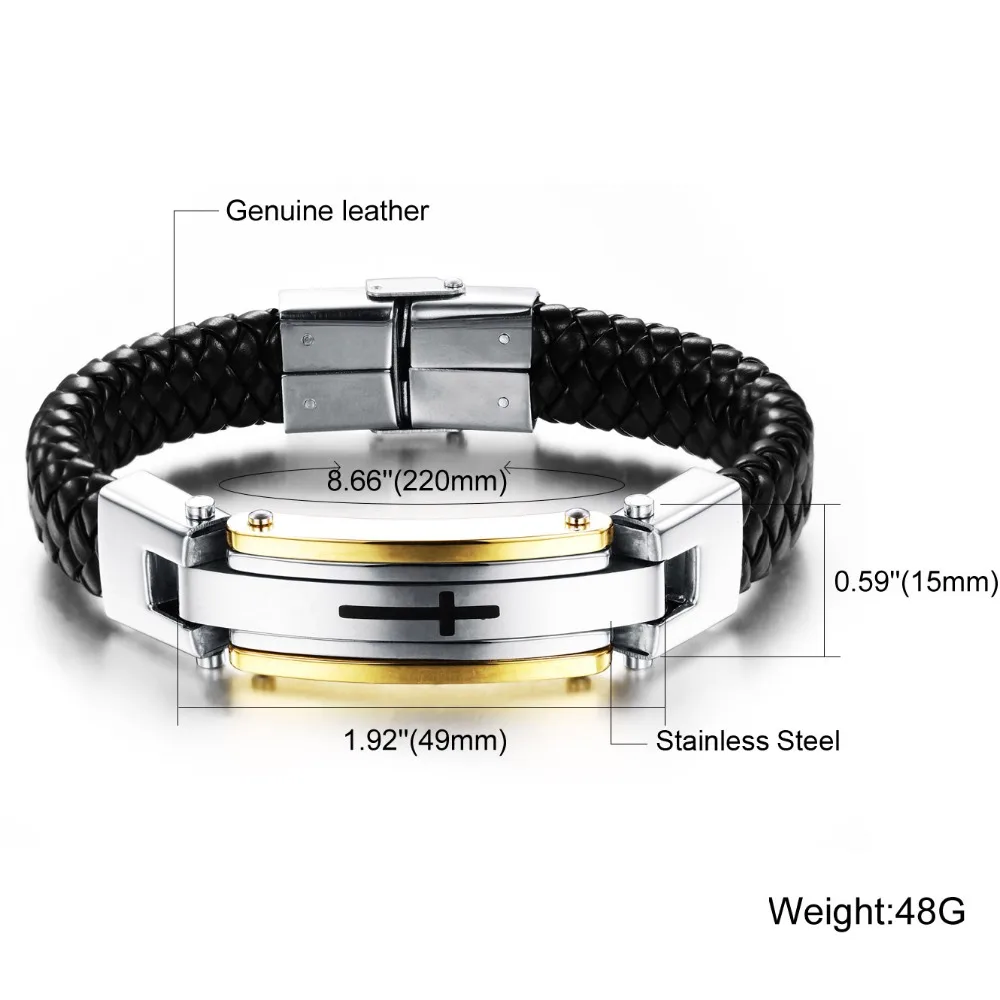 Винтажный кожаный браслет для мужчин ювелирные изделия из нержавеющей стали с
