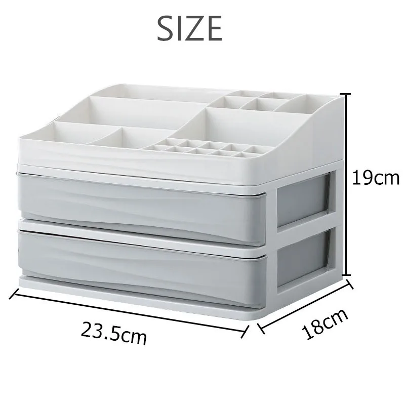 2 Tier desktop makeup storage box cosmetic Drawer Organiser Jewelry Makeup Cabinets Case Pens Sundry Home Barthroom table