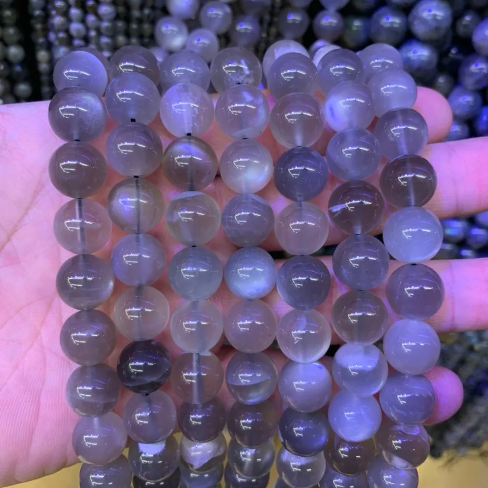 Серый лунный камень бусы с натуральными драгоценными камнями DIY свободные бусины для изготовления ювелирных изделий strand 1" оптом