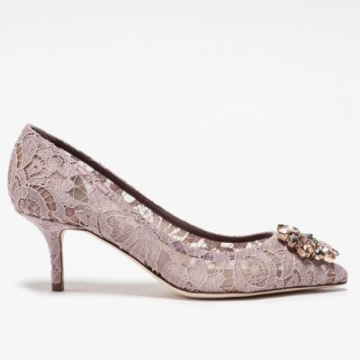 light purple 6cm Элегантные кружевные свадебные туфли на высоком каблуке розового, красного и белого цветов, свадебные туфли-лодочки, украшенные кристаллами, женские вечерние туфли - Цвет: light purple 6cm