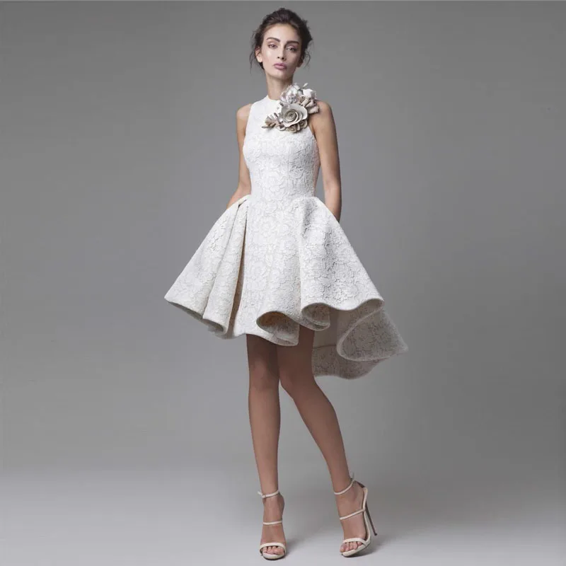 Новинка 2017 короткие платья на выпускной высокое качество украшенное вырезом с