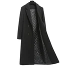 Женская шерстяная куртка, черная, теплая, тонкая, длинная, 4XL, размера плюс