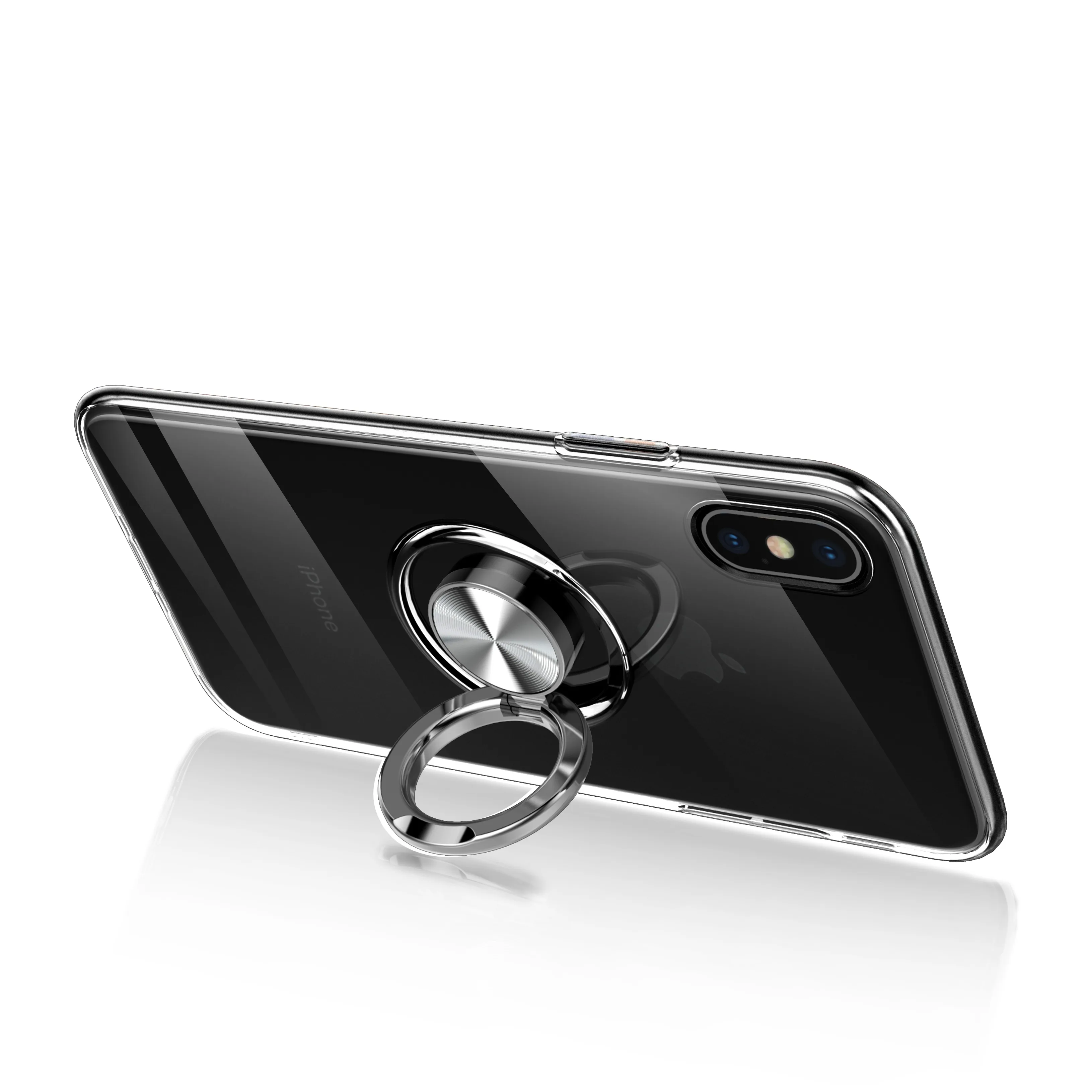 Ultra Thin Transparent Phone Case For iPhone XS MAX XR X 8 7 6 6S Plus Car Magnetic Cases Finger Ring Holder Cover Coque |