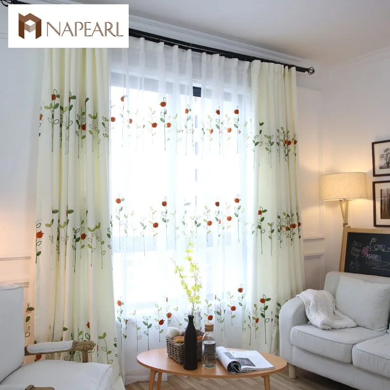 Вышитые льняные шторы детская спальня белый занавес в рустикальном стиле