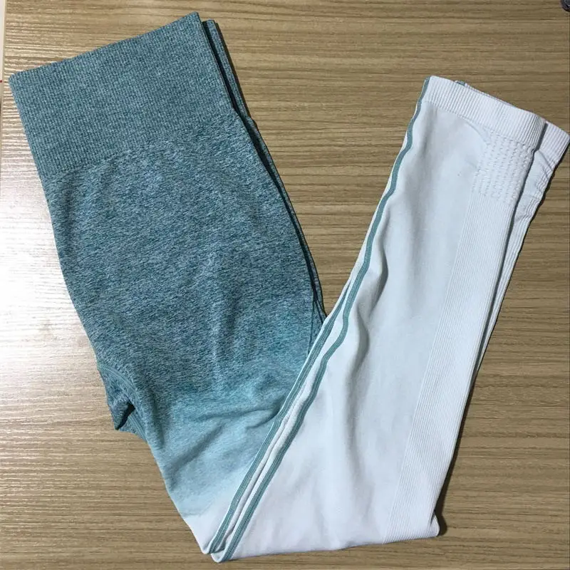 1111 blue Новые эластичные колготки для спортзала, энергетические бесшовные леггинсы с эффектом омбре, штаны для йоги с контролем живота, спортивные брюки для бега йоги с высокой талией, леггинсы - Цвет: 1111 blue