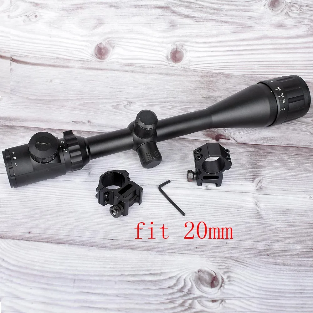 Черный 6-24x50 Aoe Riflescope Регулируемый зеленый красный точечный охотничий светильник тактический прицел оптический прицел - Цвет: Черный