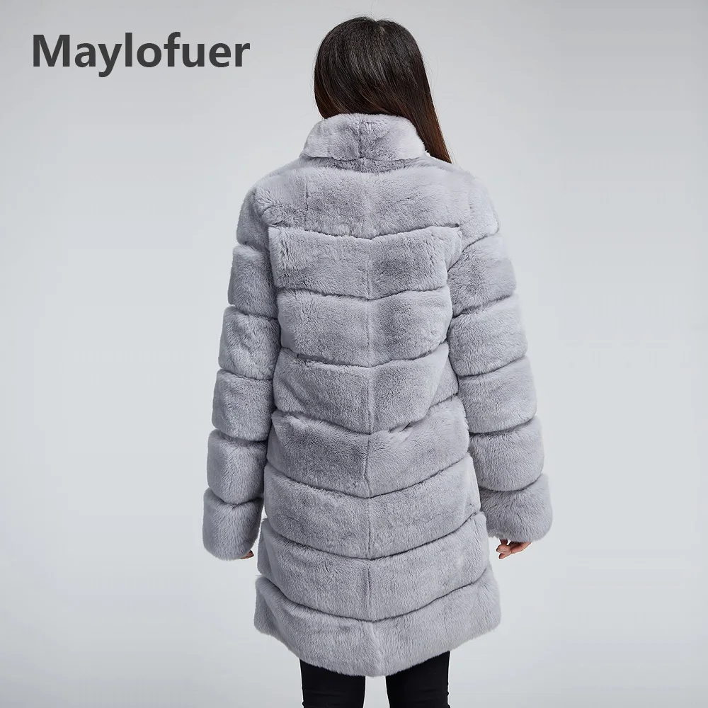 Maylofuer 100% Шуба из кролика Рекс женские меховые куртки натуральная одежда
