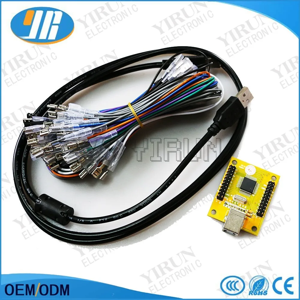 DIY дёамма Аркады набор для ПК PS3 USB 2 игрока MAME Интерфейс к jamma яркий/HAPP стиль