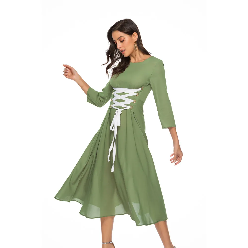 Летнее платье женское 2019 Повседневный модный дизайнерский круглый вырез рукава