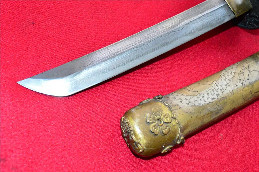 Ручная работа японский самурайский меч катана Дамасская сталь лезвие медная