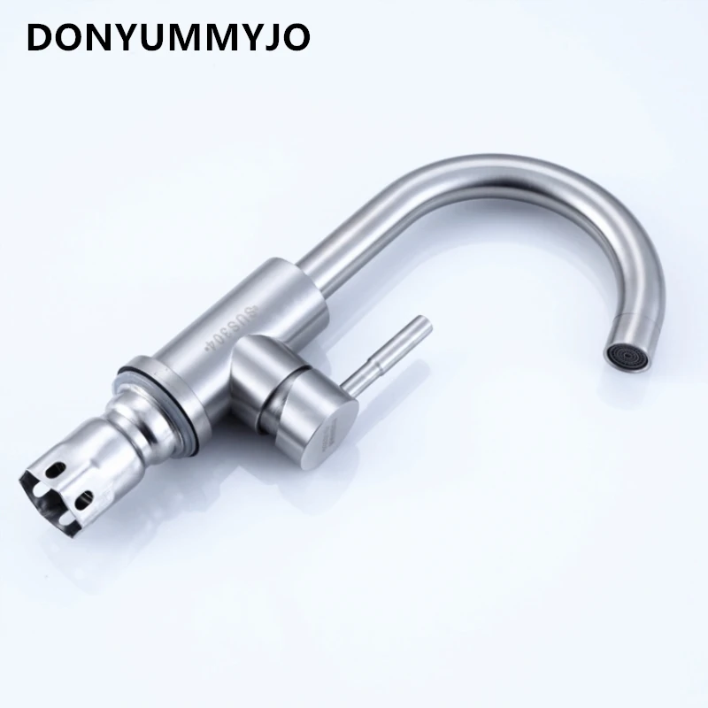 

DONYUMMYJO 1pc 304 Stainless Steel Basin Single Hole Faucet Bathroom Cabinet Wash Basin Hot And Cold Mixing Valve Tap