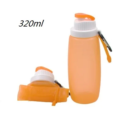 Orange(320ml) Модные силиконовые для путешествий складной с кнопкой пыле Открытый кофе Aviod осень Выдвижной Телескопический посуда для напитков - Цвет: Orange(320ml)