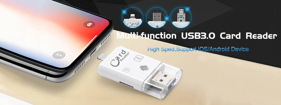 Все в 1 TF устройство для чтения Micro-SD карт мульти-Совместимость с системой Plug& Play Портативный адаптер кард-ридер для iOS и Android Тип-C устройства