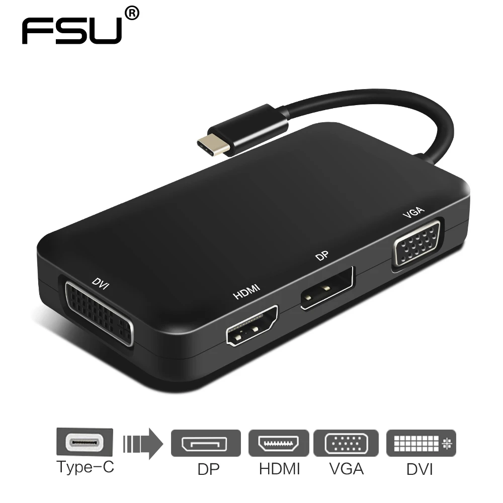 4 в 1 адаптер USB 3 type-c к HDMI VGA DVI DP | Электроника