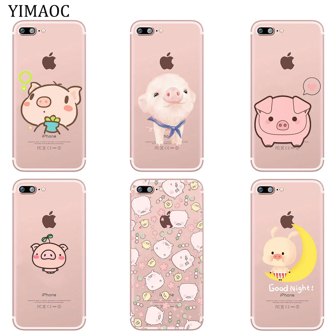 YIMAOC Piggy Милый Мягкий силиконовый чехол для телефона iPhone XR X XS 11 Pro Max 5 5S SE 6 6S 7 8 Plus 10 TPU