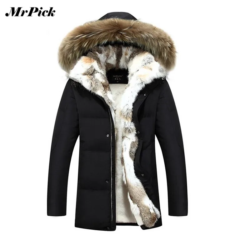 2016 новое поступление мужские пуховики с меховым воротником модная Толстая