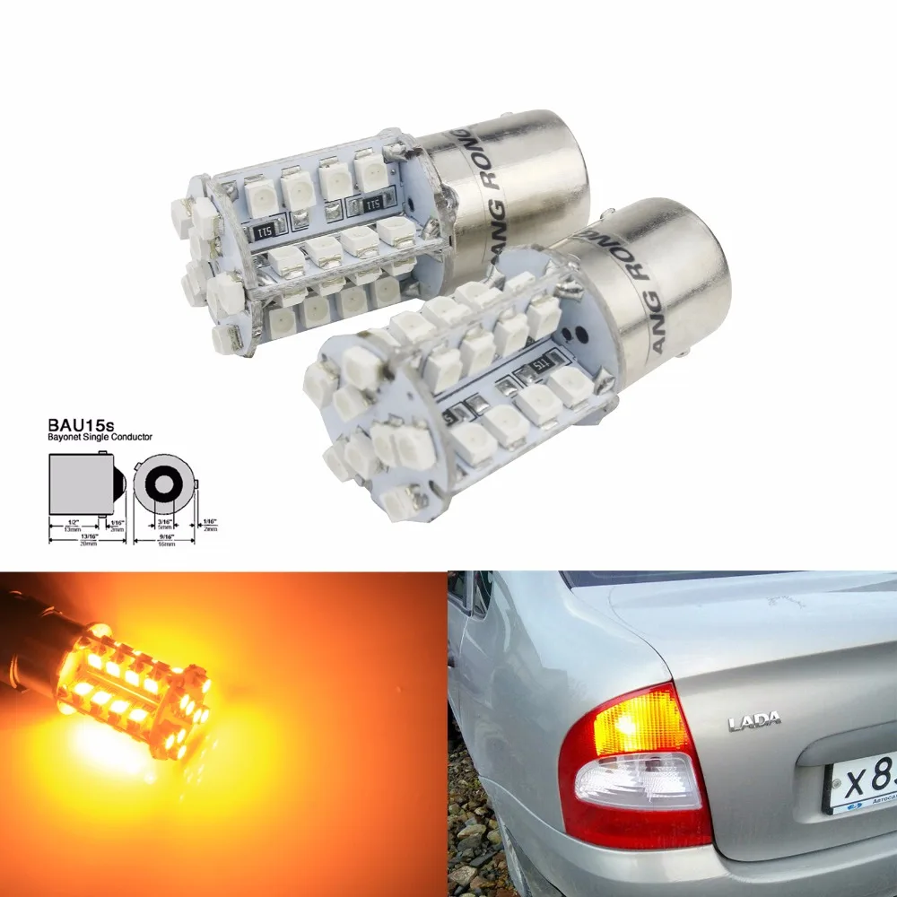 ANGRONG 2x Янтарная 581 PY21W BAU15s лампа 40 SMD светодиодная фонарь заднего хода боковой