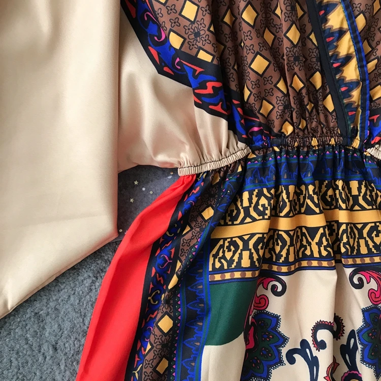 Тайское национальное весеннее платье 2017 с принтом в богемном стиле летнее