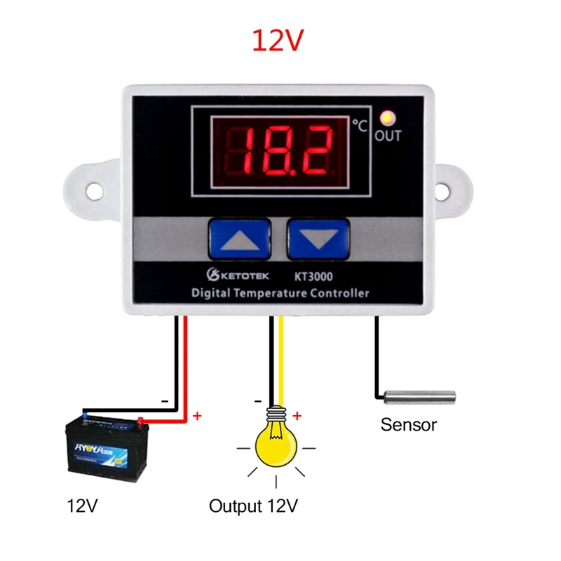 50~ 110C цифровой термостат переключатель температуры AC 220V 12V 24V 10A Микрокомпьютер регулятор температуры Термостат Регулятор - Цвет: 12V