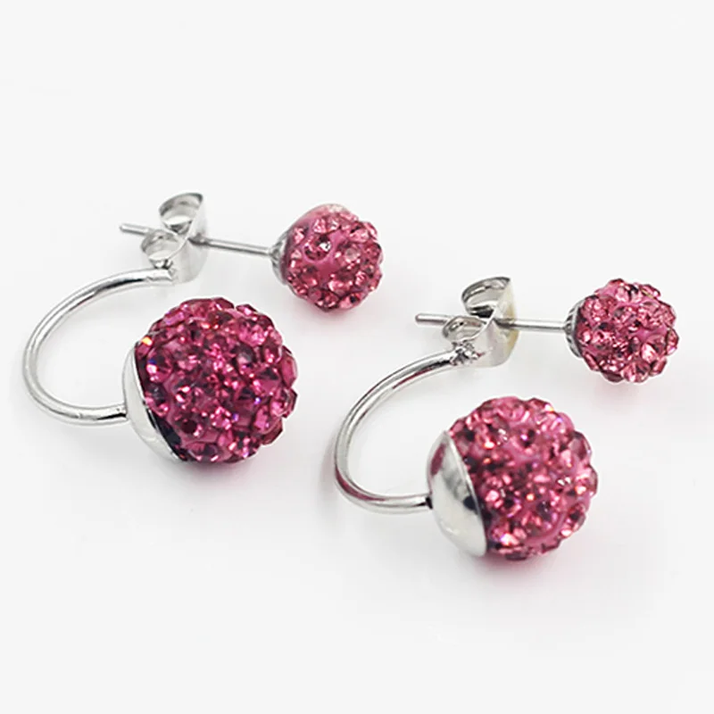 Милые серьги гвоздики с двойным шариком и жемчугом для женщин серебристые