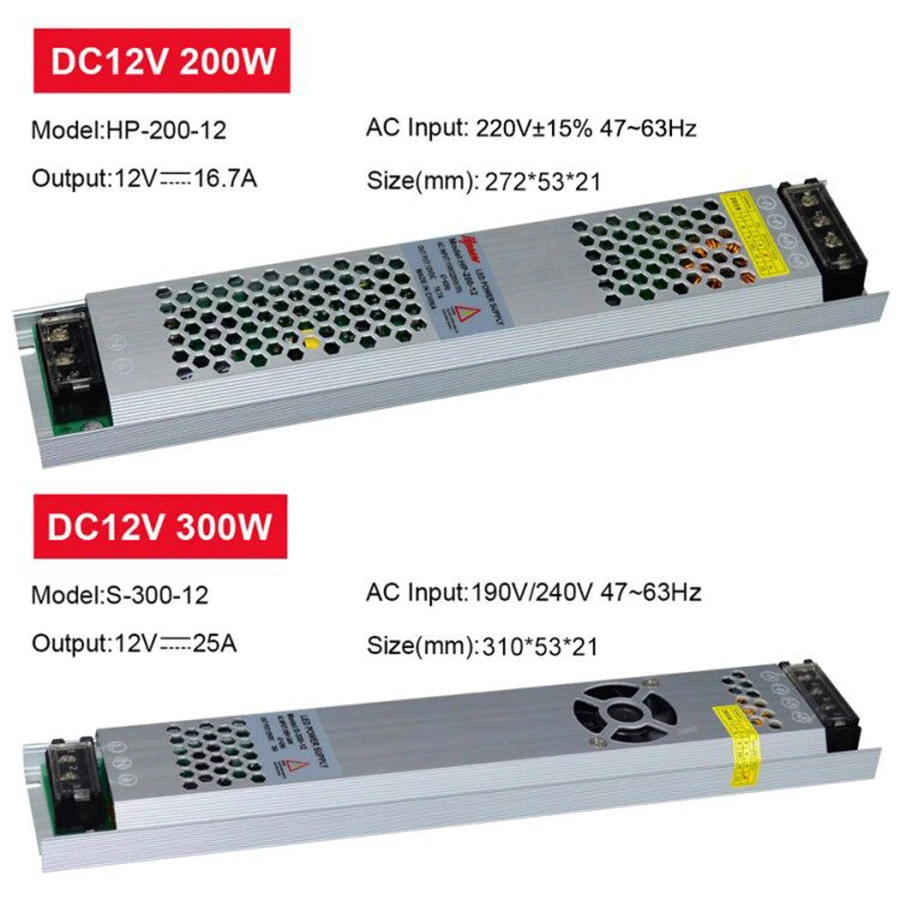 AC190 240V ультра тонкий светодиодный Питание DC12V 5V 24V 60W 150W 200W 300W 400W Светодиодный