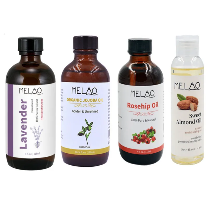 

MELAO 100% Pure Organic Essential Oils Jojoba , Rosehip, Lavender, Almond Oil for Face and Body Massage Oil 118ml