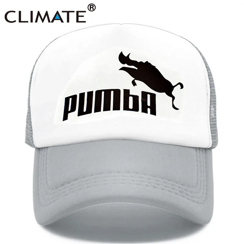 Gray White Климат веселый принт pumba Trucker Кепка Король Лев Кепка Hakuna Matata шляпа мужская бейсболка s крутая летняя сетчатая Кепка Дальнобойщика шляпа для мужчин - Цвет: Gray White