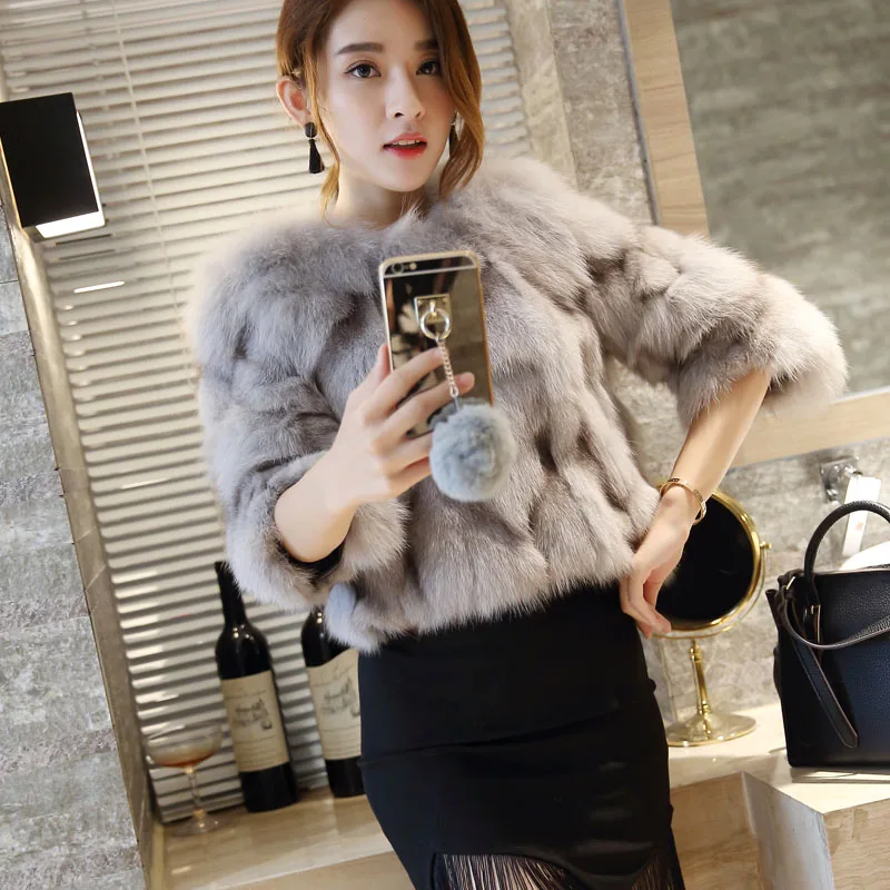 Шуба женская из натурального Лисьего меха модная верхняя одежда - купить по