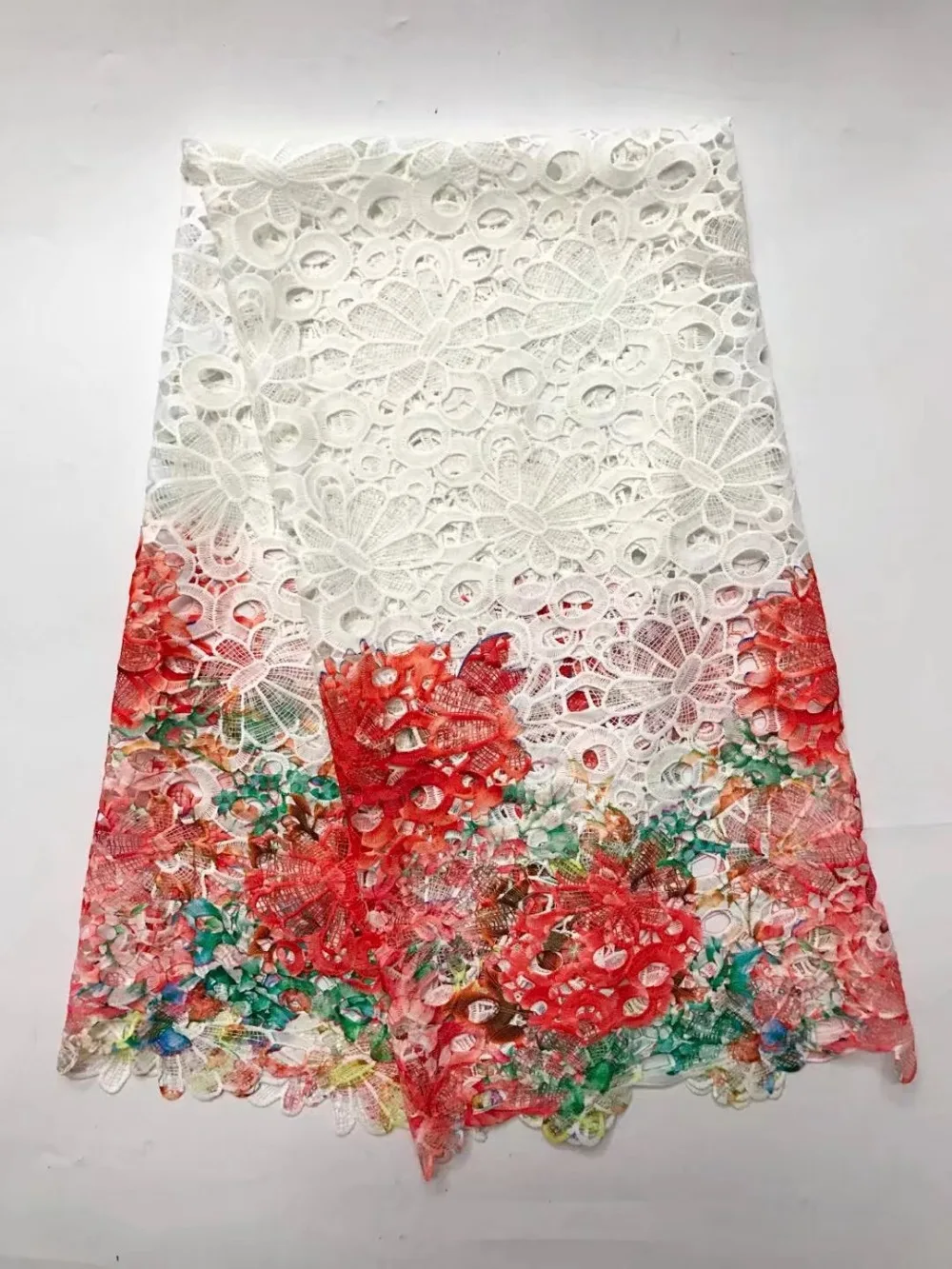 Высококачественная африканская гипюровая кружевная ткань многоцветная