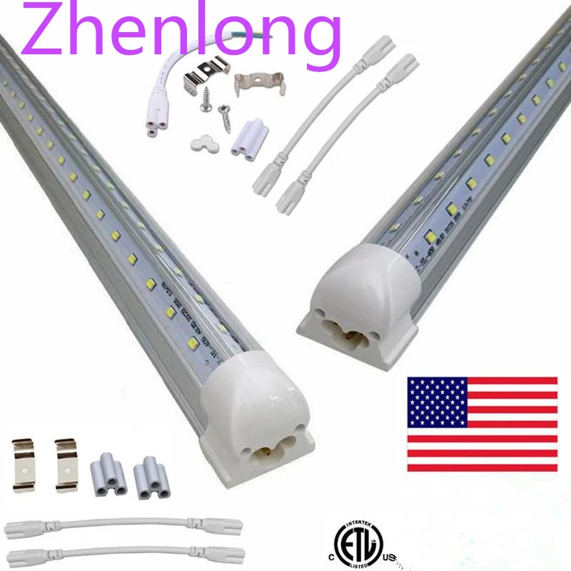 

V-Shaped 2ft 3ft 4ft 5ft 6ft 8ft Cooler Door Led Tubes T8 Integrated Led Tubes Double Sides Led Lights 85-265V fedex ship