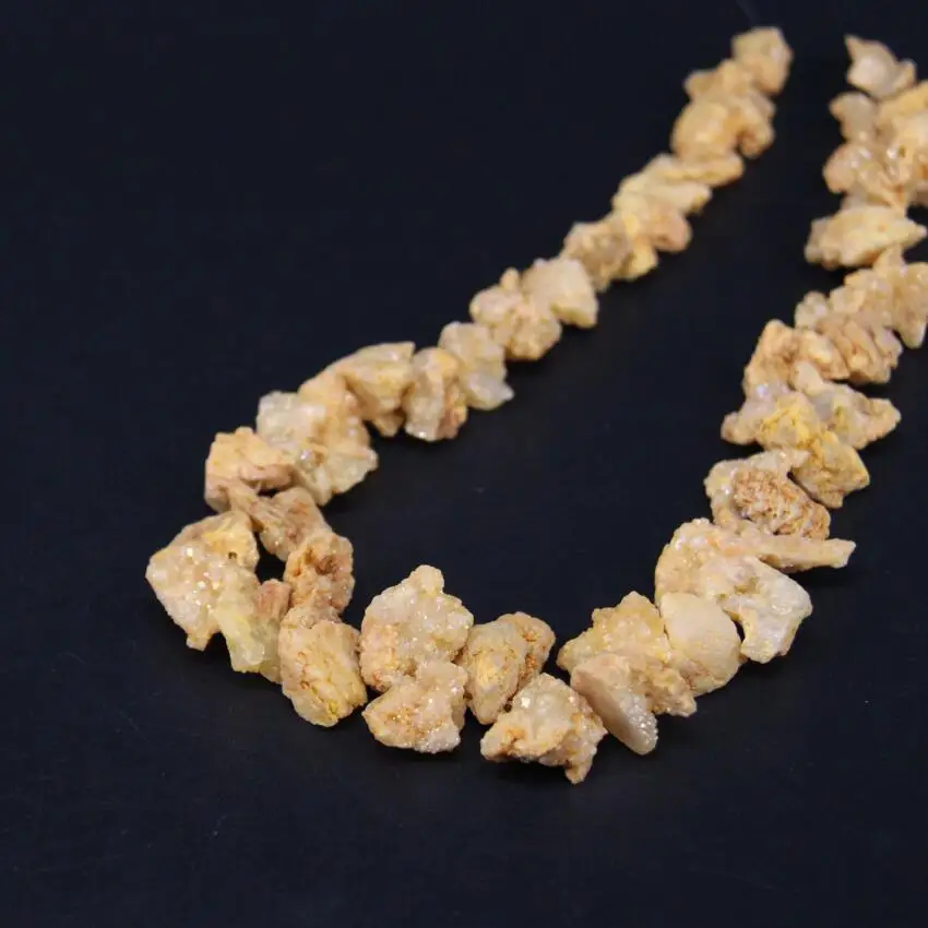 

15.5"strand Titanium Yellow Natural Quartz Geode Drusy Freeform Nugget Loose Beads,Raw Crystal Agates Druzy Chip Pendant Jewelry