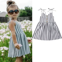 2019 toddler girl clothes baby girls kids striped sleeveless summer short dress kid girl dress for causal button dresses