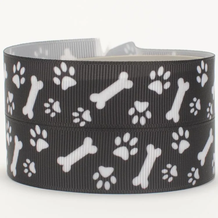 Лента в рубчик с принтом Собачья лапа 7/8 дюйма 22 мм|grosgrain cartoon ribbon|ribbon free shippingcartoon