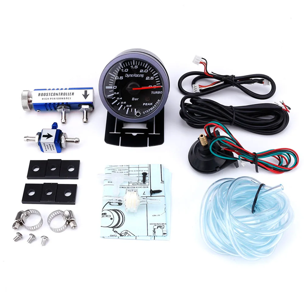 Dynoracing 60 мм Автомобильный турбо Boost Gauge 3 бар+ регулируемый турбо Boost контроллер комплект 1-30PSI в салоне автомобиля метр - Цвет: with Blue Controller