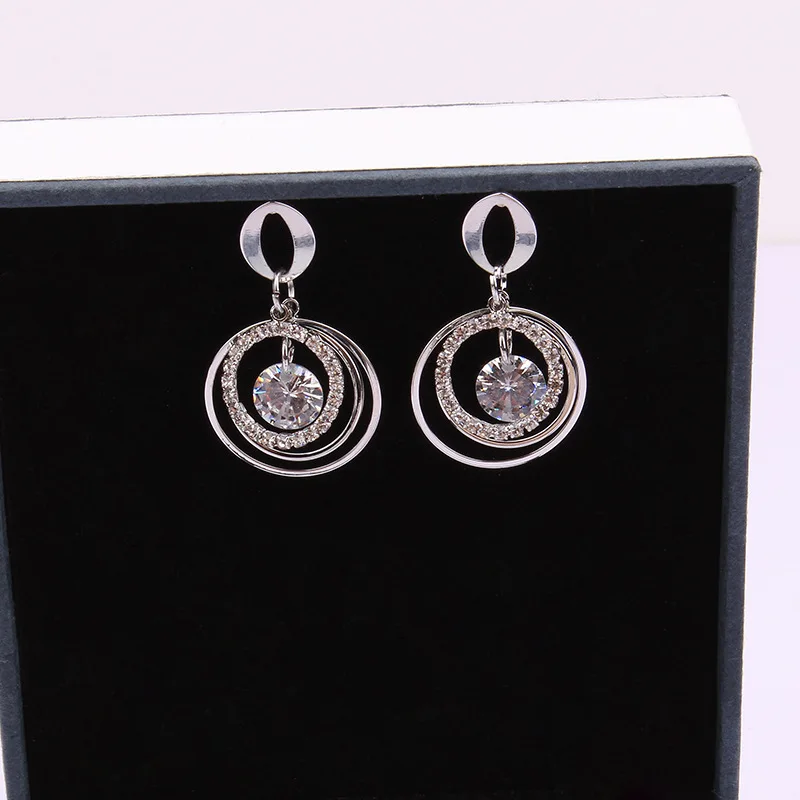 Zircon Fashion Jewelry Women Statement Round Earrings Big Stud Geometric Earing 2019 New S925 Silver Needle | Украшения и